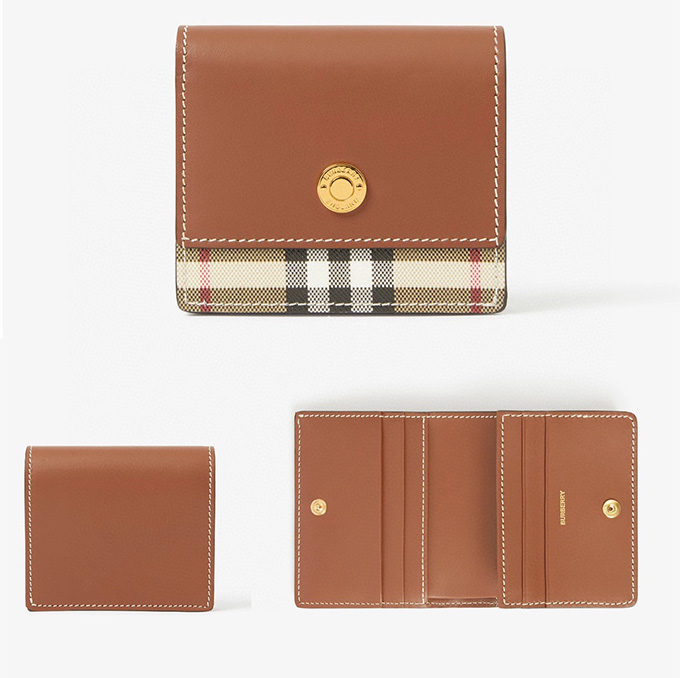 burberry vintage check coated canvas bifold compact card wallet